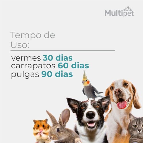 02 un. Multipet contra pulgas, carrapatos e vermes 30ml GANHE 01 BEBEDOURO