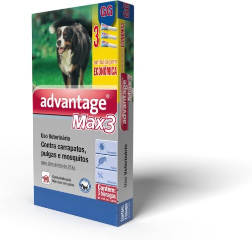 Antipulgas Advantage Max3 Bayer para Cães acima de 25kg - 3 Bisnagas de 4ml