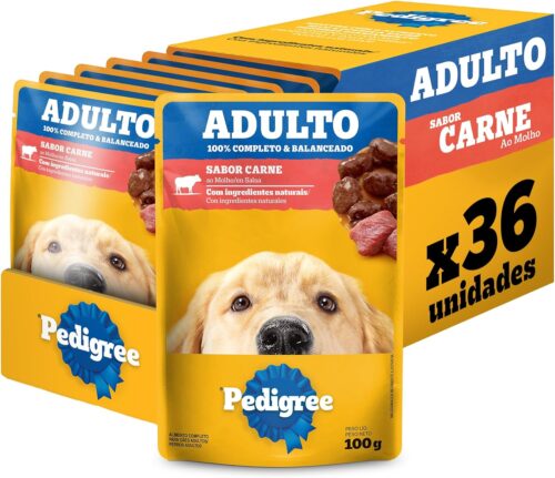 Pack Ração Úmida Pedigree Sachê Carne ao Molho para Cães Adultos 100 g - 36 unidades