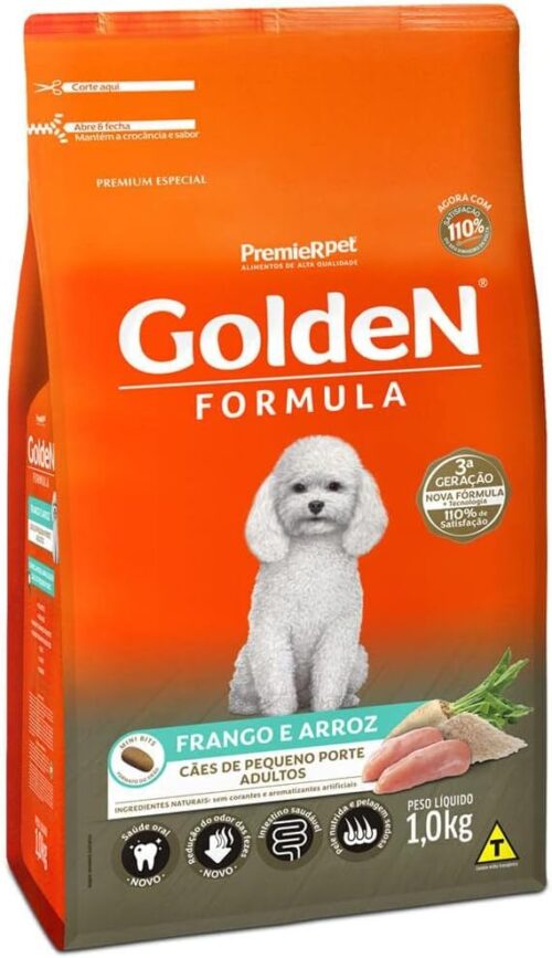 Ração Golden Fórmula Mini Bits para Cães Adultos de Pequeno Porte Sabor Frango e Arroz - 10,1kg Premier Pet para Todos Pequeno Adulto -