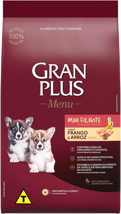 Granplus Ração Para Cães Filhotes Mini Gran Plus Menu Frango E Arroz 3Kg