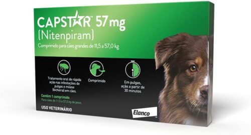 Elanco Capstar Antipulgas 57 Mg Para Cães Acima De 11 4 Kg - 1 Comprimido