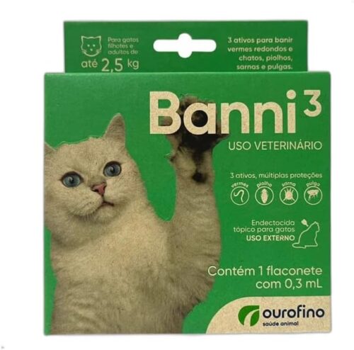 Banni3 Vermífugo para Gatos até 2,5kg Ourofino