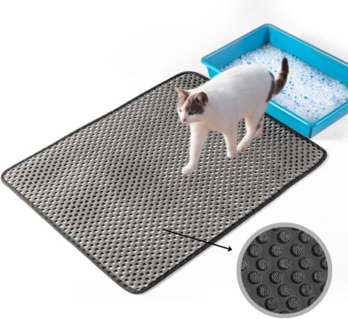 Tapete Coletor de Areia Higiênico para Gatos Limpa Patas (GG - 80x68cm, Preto)