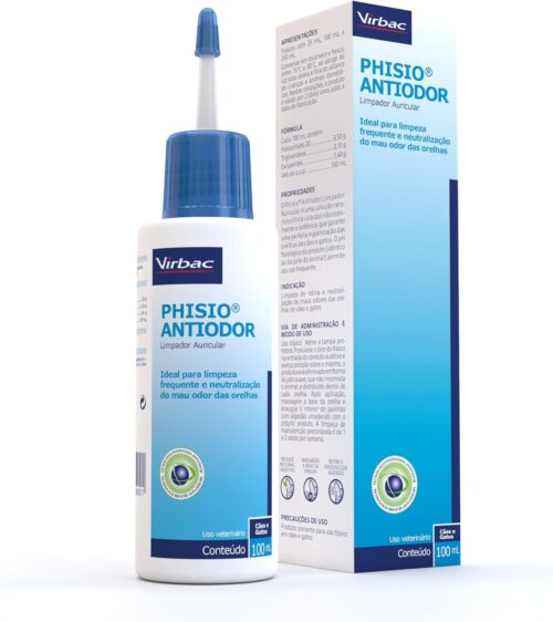 Virbac Phisio Limpador Auricular Limpeza Otológica Regular para Cães e Gatos 100 mL