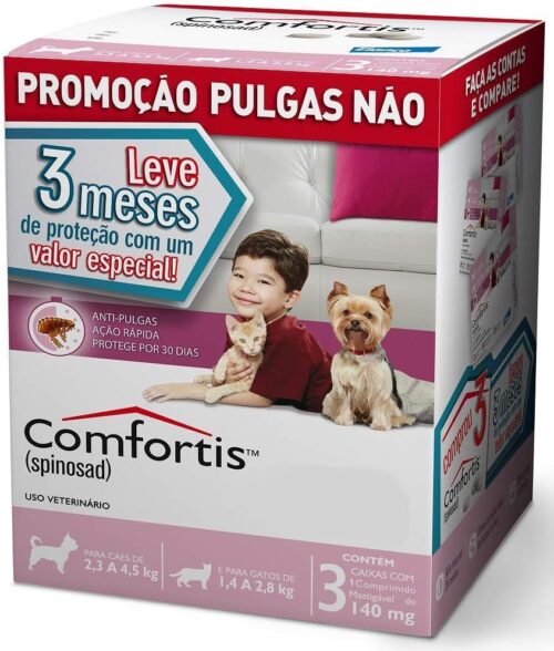 Comfortis 140mg para Cães e Gatos Uso Veterinário com 3 Comprimidos