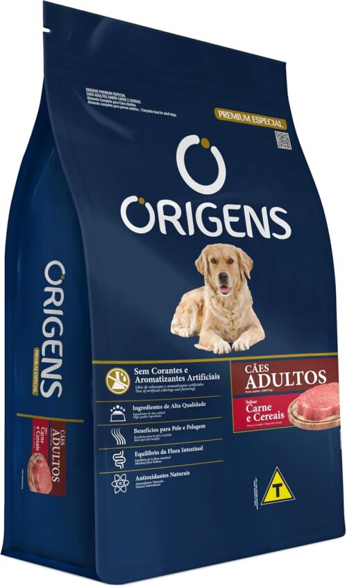 Adimax Ração Origens Para Cães Adultos Sabor Carne E Cereais - 15Kg