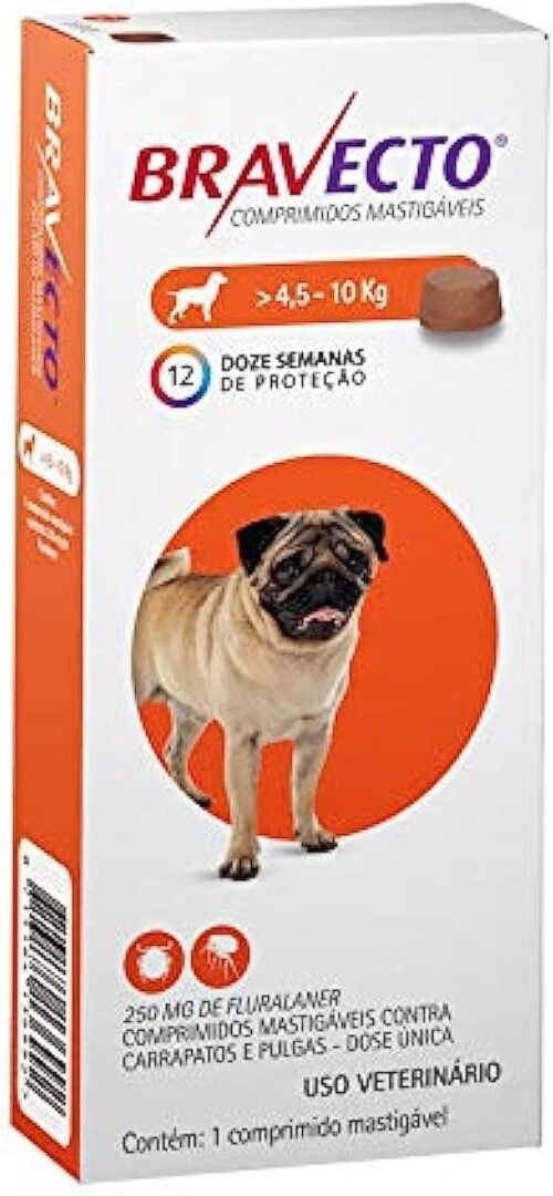 Antipulga Carrapato Bravecto 250 Mg Cães De 4,5 Kg A 10 Kg