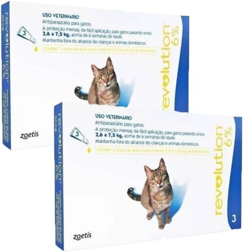 Antipulgas Revolution 6% Gatos 2,6 A 7,5kg C/6 Pipetas