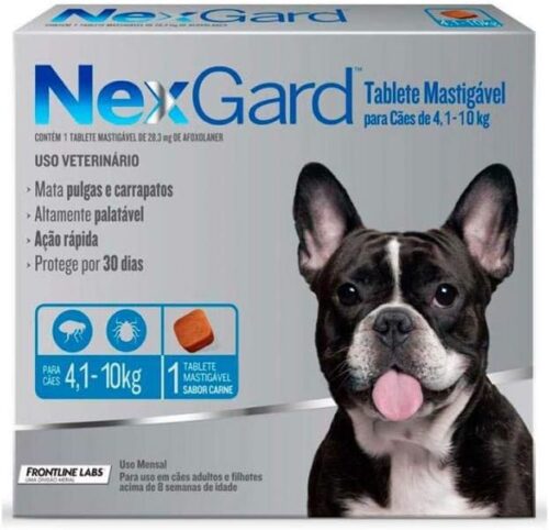 Antipulgas e Carrapatos Merial NexGard para Cães de 4,1 a 10kg - 1 Comprimido