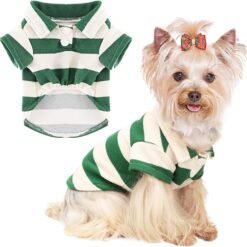 Camiseta polo de verão para cães pequenos, gatos, meninos, meninas, roupas respiráveis, fofas, para cães, roupas para animais de estimação, roupas legais para cães pequenos, fêmeas ou machos (verde,