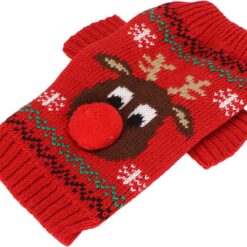 Camisolas de FéRias para CãEs de Natal de Ano Novo Roupas para Animais de Estimação, Camisolas de Neve para CãEs Espessas Camisolas de Natal para CãEs de Pequeno Porte e MéDias (Vermelho)