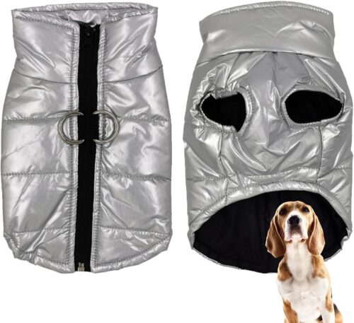 Casaco de cachorro quente,Jaqueta refletiva para animais de estimação com furo para arnês - Colete para cães casaco de inverno quente para cães de clima frio jaqueta para cães peque e Littryee