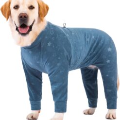 Casacos para cães outono inverno macacão para cães grandes e médios, roupa de recuperação mais quente, macacão de lã polar para cães, pijama leve, pulôver elástico, macacão de quatro pernas, roupas