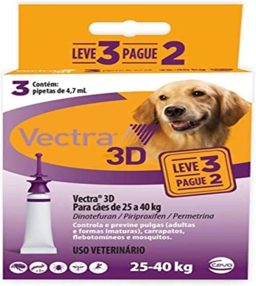 Ceva Antipulgas Vectra 3D Para Cães 25 A 40Kg - Compre 2 Leve 3