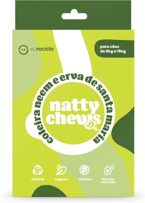 Coleira Antiparasitas Natty Chews Neem e Erva de Santa Maria para Cães De 08 a 15kg - Tamanho M