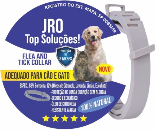 Coleira antipulgas para cães e gatos com até 8 meses de proteção contra carrapatos leishmaniose mosquitos palha calazar (38 CM)