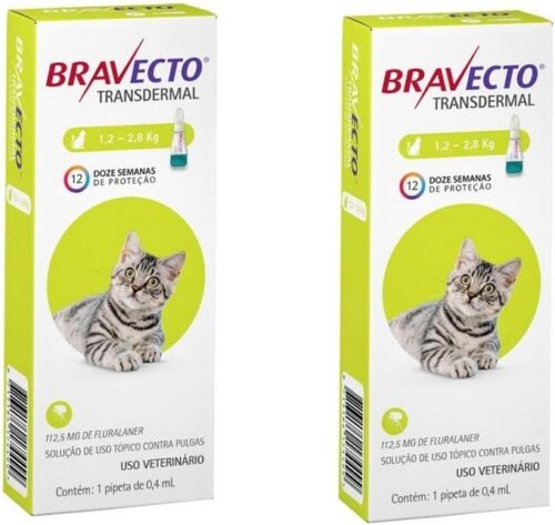 Combo 2 Antipulgas Bravecto 1,2 a 2,8kg Gatos Transdérmicos