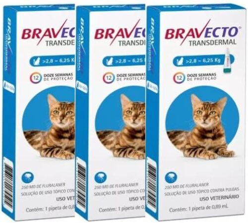 Combo 3 Antipulgas Bravecto 2,8 a 6,25kg Gatos Transdérmicos