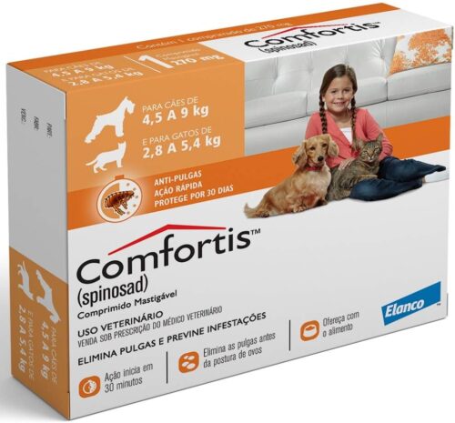 Comfortis Comprimido 270mg (Laranja) Elanco Cães Médios,Sabor Carne