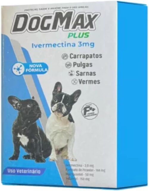 DogMax Plus - Ação 4 em 1 - Remédio para pulgas, carrapatos, vermes e sarna 4 Comprimidos 15kg