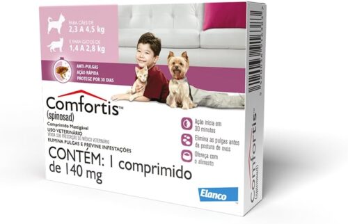 Elanco Comfortis - Antipulgas Para Cães 2 3 A 4 5Kg E Gatos 1 4 A 2 8Kg - 1 Comprimido