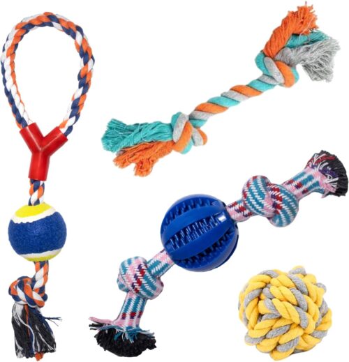 Elo Imports Kit 4 Brinquedos Cachorro Mordedores de Corda Resistentes para Cães de Porte Médio a Grande Exercício de força gasto de energia diversão brincadeira cachorro