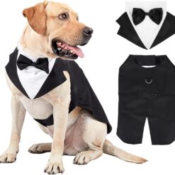 Fantasia de cachorro grande smoking bandana 2 peças removíveis, roupa de casamento para cães grandes e médios, Golden Retriever, Labrador, Samo, Bulldogs