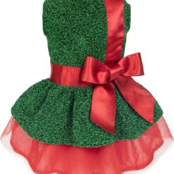 Fitwarm Vestido para cães, roupa engraçada de Natal, roupas para cães pequenos, meninas, roupas para animais de estimação, verde, vermelho, grande