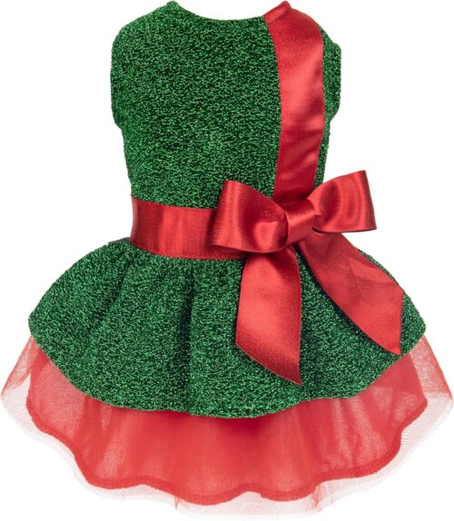 Fitwarm Vestido para cães, roupa engraçada de Natal, roupas para cães pequenos, meninas, roupas para animais de estimação, verde, vermelho, grande