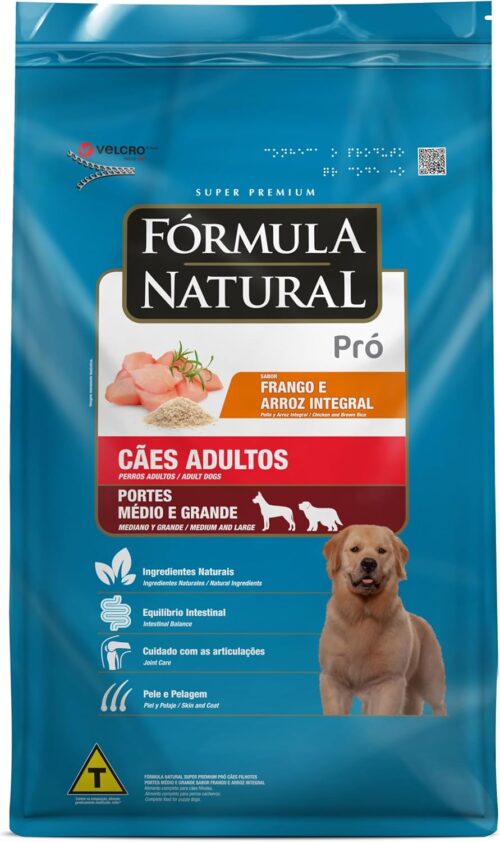 Fórmula Natural Super Premium Pró Cães Adultos Portes Médio E Grande Sabor Frango E Arroz Integral 15KG