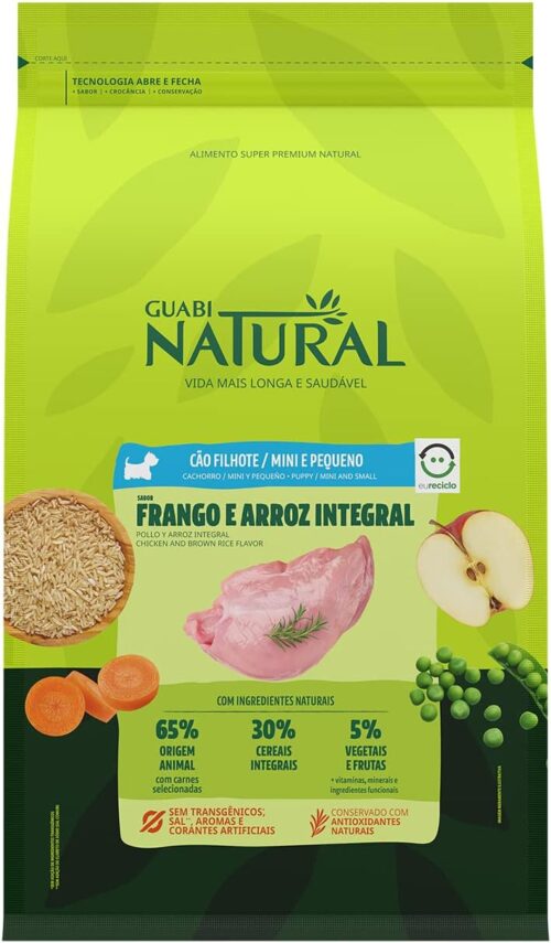 Guabi Natural Ração Cães Filhotes Raças Mini E Pequenas Frango E Arroz Integral 2 5Kg