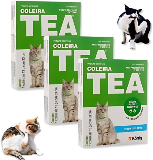 Kit 03 Coleiras Antipulga e Carrapato TEA para Gatos