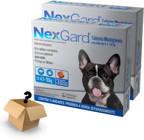 Kit 2 Un Nexgard Antipulgas Cães 4,1 A 10kg C/ 3 + Brinde