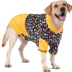 LovinPet Suéter para cães médios – Roupas de inverno para cães de flanela leve com ajuste atualizado, tecido adequado para a pele, que brilham no escuro, estampa de bolinhas pretas para cães pequenos