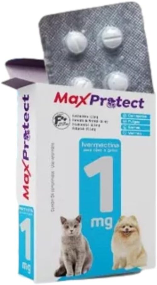 Max Protect - Ação 4 em 1 - Comprimidos para pulgas, carrapatos, vermes e sarna 4 Comprimidos 5kg