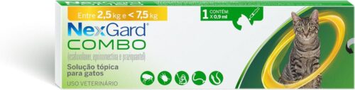 Nexgard COMBO Antipulgas e Sarna e Vermífugo para Gatos de 2,5kg a 7,5kg - 1 aplicador