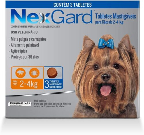 Nexgard Cães Antipulgas E Carrapatos 02 A 04 Kg - 3 Comprimidos