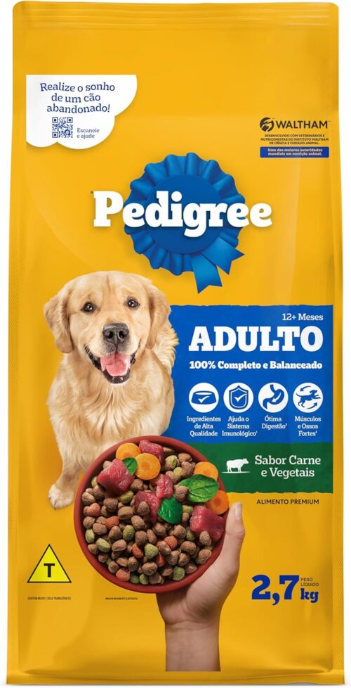 PEDIGREE Ração Carne e Vegetais Cães Adultos Raças Médias e Grandes 2, 7 kg