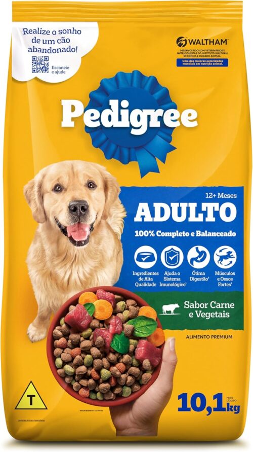 PEDIGREE Ração Pedigree Carne E Vegetais Para Cães Adultos Raças Médias E Grandes 10,1 Kg