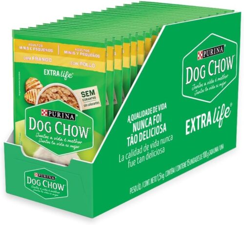 Pack Dog Chow Adultos Raças Pequenas Frango - Com 15 Sachês 100g