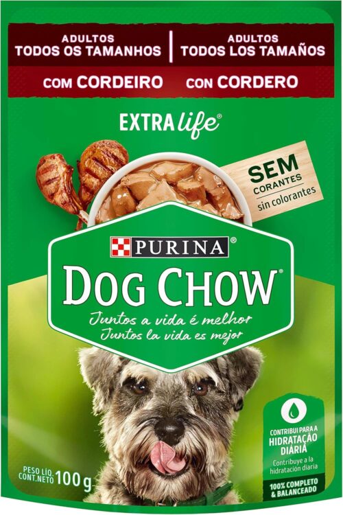 Pack Nestlé Purina Dog Chow Ração Úmida Para Cães Adultos Cordeiro Ao Molho - Com 15 Sachês 100g