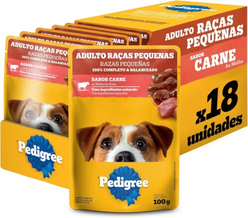 Pack Ração Úmida Pedigree Sachê Carne ao Molho para Cães Adultos de Raças Pequenas 100 g - 18 unidades