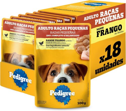 Pack Ração Úmida Pedigree Sachê Frango ao Molho para Cães Adultos de Raças Pequenas 100 g - 18 unidades