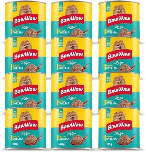 Pacote de Patê Baw Waw Para Cães Adultos Sabor Ovelha - 12 unidades 280g