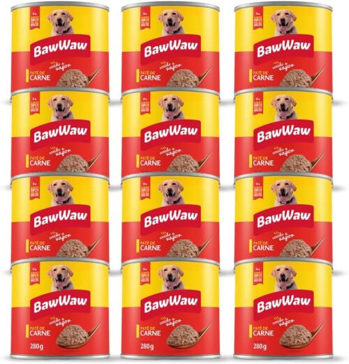 Pacote de Patê Baw Waw Para Cães Sabor Carne - 12 unidades 280g