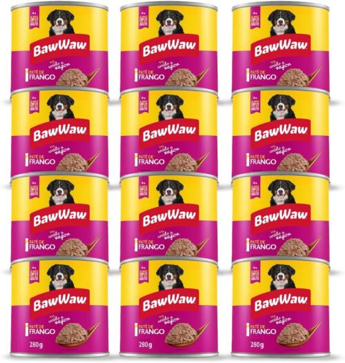 Pacote de Patê Baw Waw Para Cães Sabor Frango - 12 unidades 280g