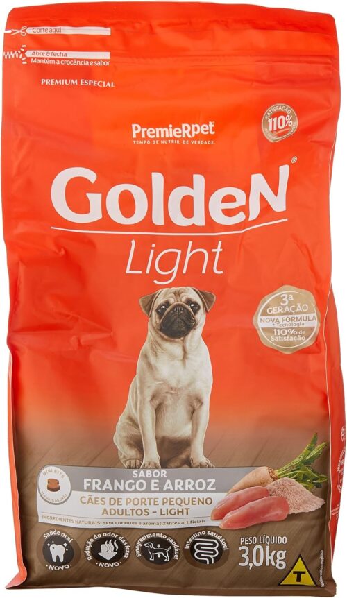 Premier Pet Ração Golden Fórmula Mini Bits Light Para Cães Adultos De Pequeno Porte Sabor Frango E Arroz 3Kg Para Todos Pequeno Adulto