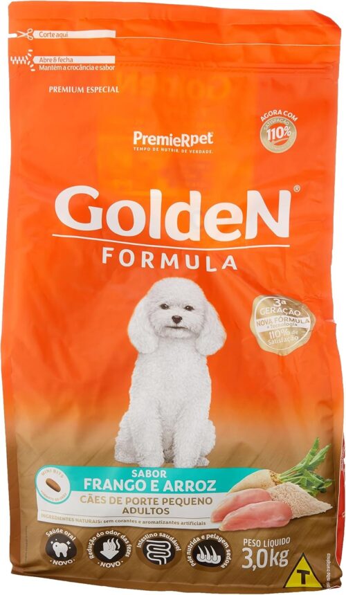 Premier Pet Ração Golden Fórmula Mini Bits Para Cães Adultos De Pequeno Porte Sabor Frango E Arroz 3Kg Para Todos Pequeno Adulto