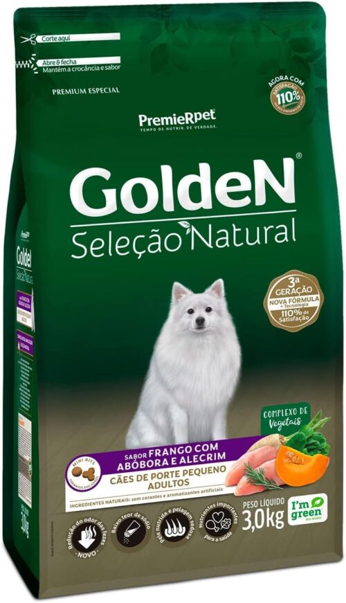 Premier Pet Ração Golden Seleção Natural Para Cães Adultos De Raças Pequenas Sabor Abóbora - 3Kg